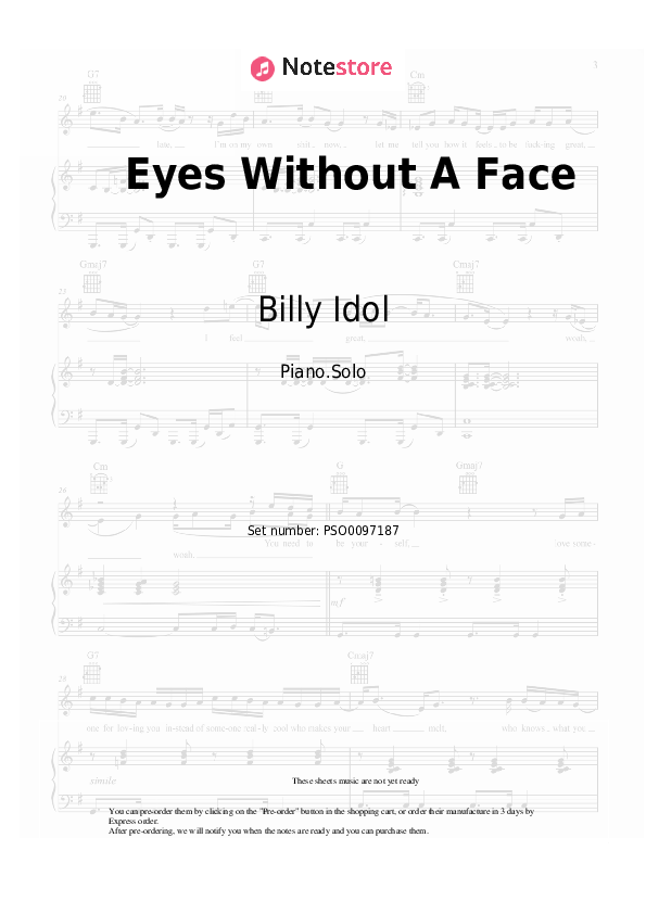 Billy Idol Eyes Without A Face piano sheet music in