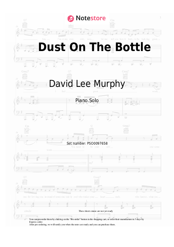 David Lee Murphy Dust On The Bottle piano sheet music in NoteStore