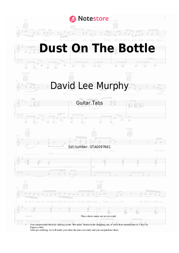 Dust On The Bottle Guitar Chords