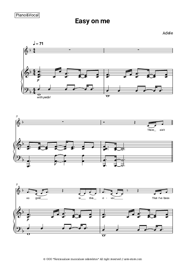 Easy On Me piano sheet music and voice Adele in Piano