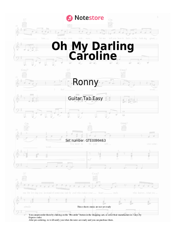 Ronny Oh My Darling Caroline guitar chords and tabs in Guitar.Tab.Easy SKU