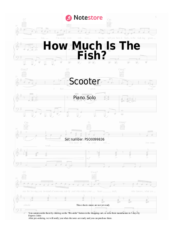 Scooter How Much Is The Fish? piano sheet music in
