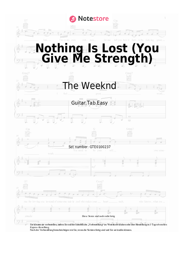 The Weeknd Nothing Is Lost (You Give Me Strength) Akkorde, Tabs für
