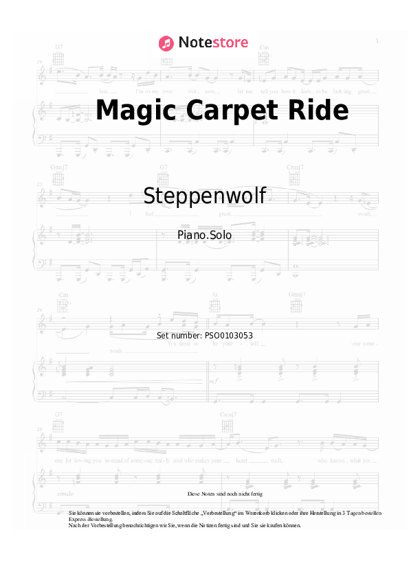 Steppenwolf Magic Carpet Ride Klaviernoten bei NoteStore.de