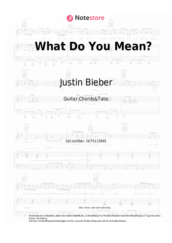 Justin Bieber What Do You Mean? Noten für gitarren downloaden für