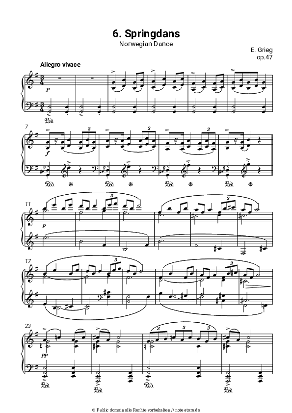 Edvard Grieg Lyric Pieces, op.47. No. 6 Spring dance Klaviernoten bei