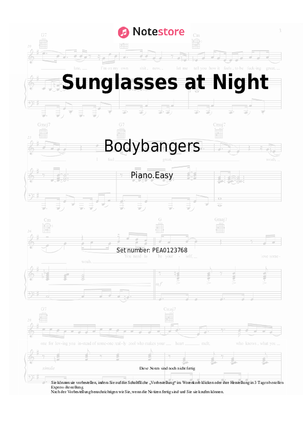 Bodybangers Sunglasses at Night Noten für Piano downloaden für