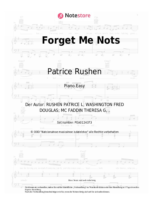 Patrice Rushen Me Nots Klaviernoten bei NoteStore.de Klavier.Easy SKU PEA0124373
