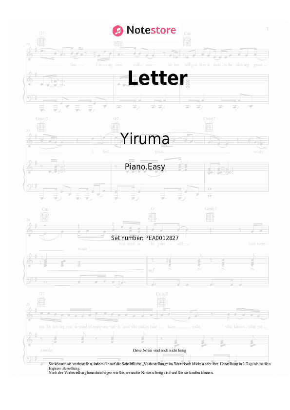 Letter Yiruma noten pdf (einfach) klavier NoteStore.de Klavier