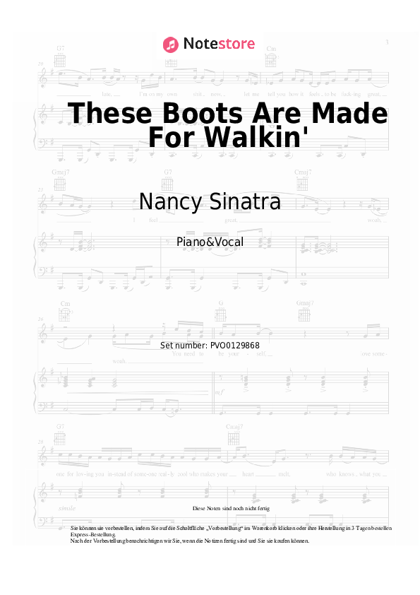 Nancy Sinatra These Boots Are Made For Walkin' noten gesang pdf
