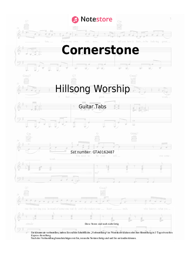Cornerstone Hillsong Worship chords tabs gitarre NoteStore.de