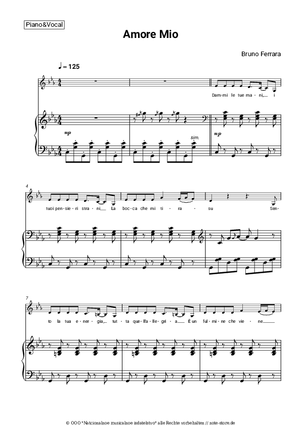 Amore mio Bruno Ferrara noten gesang pdf klavier NoteStore.de