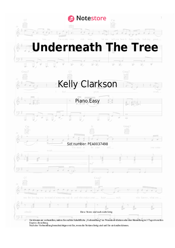 Kelly Clarkson Underneath The Tree Noten für Piano downloaden für