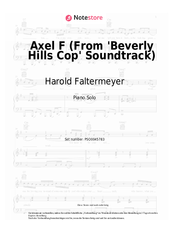 Axel F (From 'Beverly Hills Cop' Soundtrack) Harold Faltermeyer noten