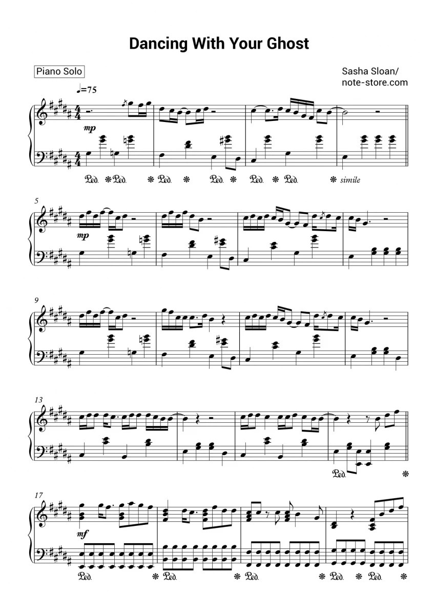 Sasha Sloan Dancing With Your Ghost notas para el fortepiano