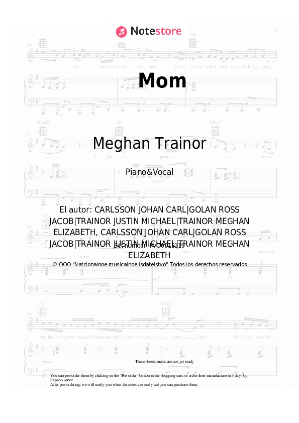 Meghan Trainor, Kelli Trainor Mom partituras para piano en NoteStore(06)