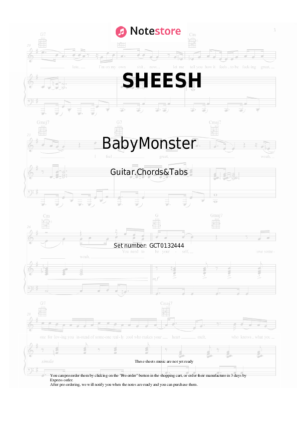 BabyMonster SHEESH notas para el guitar descargar para los