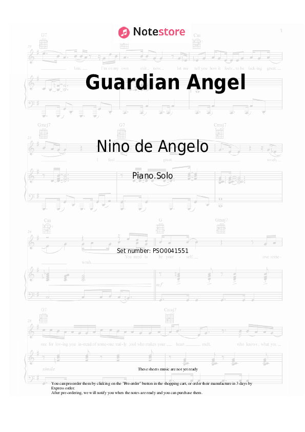 Nino de Angelo Guardian Angel partituras para piano en NoteStore.es