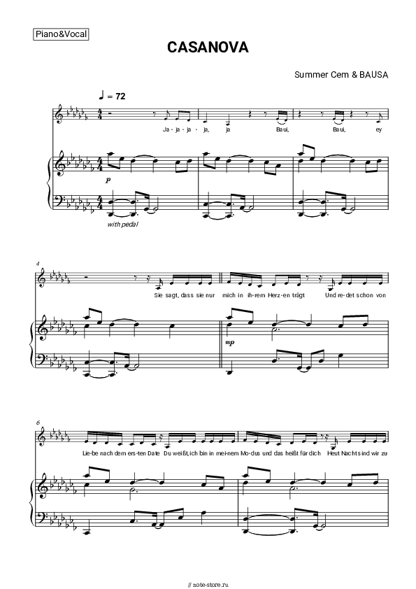 Casanova Summer Cem, Bausa ноты для фортепиано в NoteStore.ru