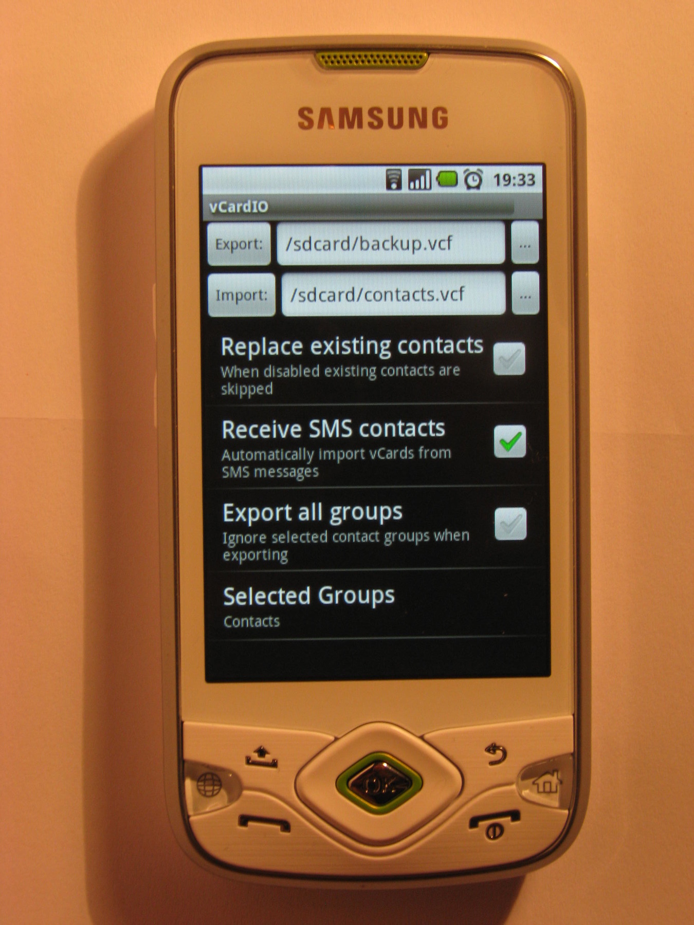 Vcard Import Export auf Android
