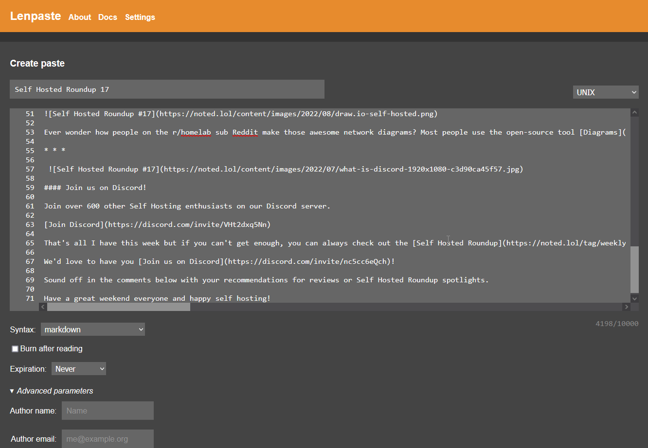 Lenpaste Self Hosted Pastebin Alternative