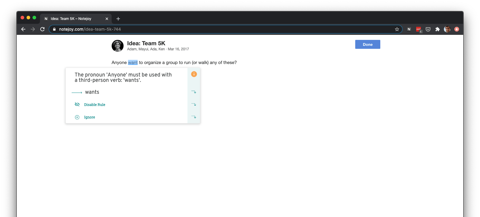 ProWritingAid Notejoy