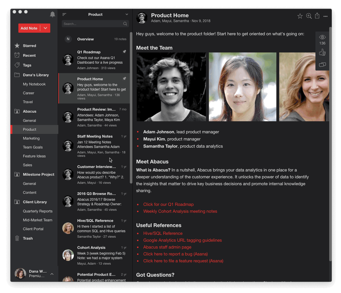 Customize pane widths Notejoy