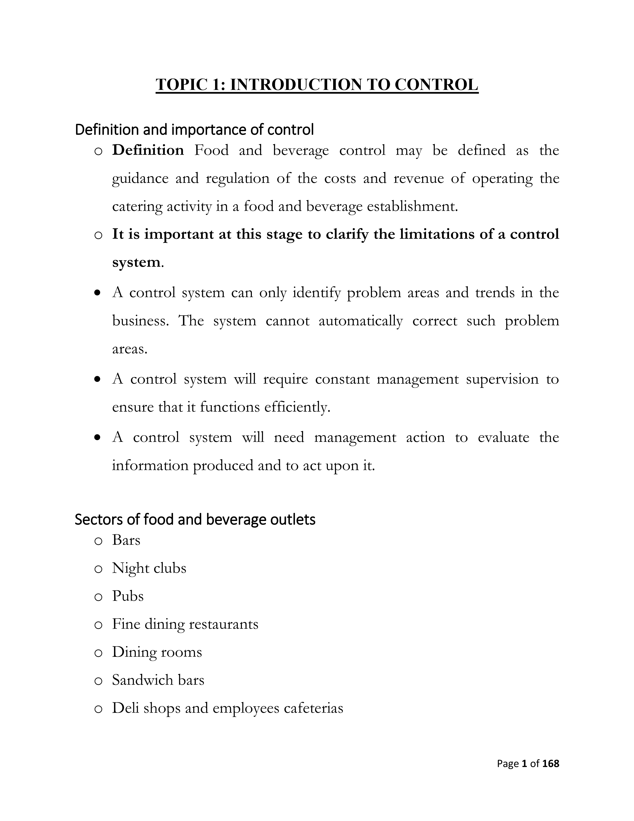 FOOD AND BEVERAGE CONTROL(06)