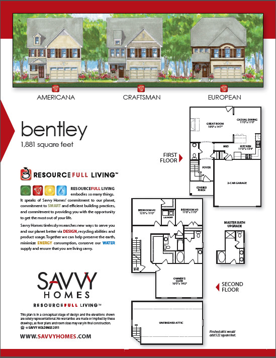 Savvy Homes Building Bentley Floorplan in The Landing at Mill Creek