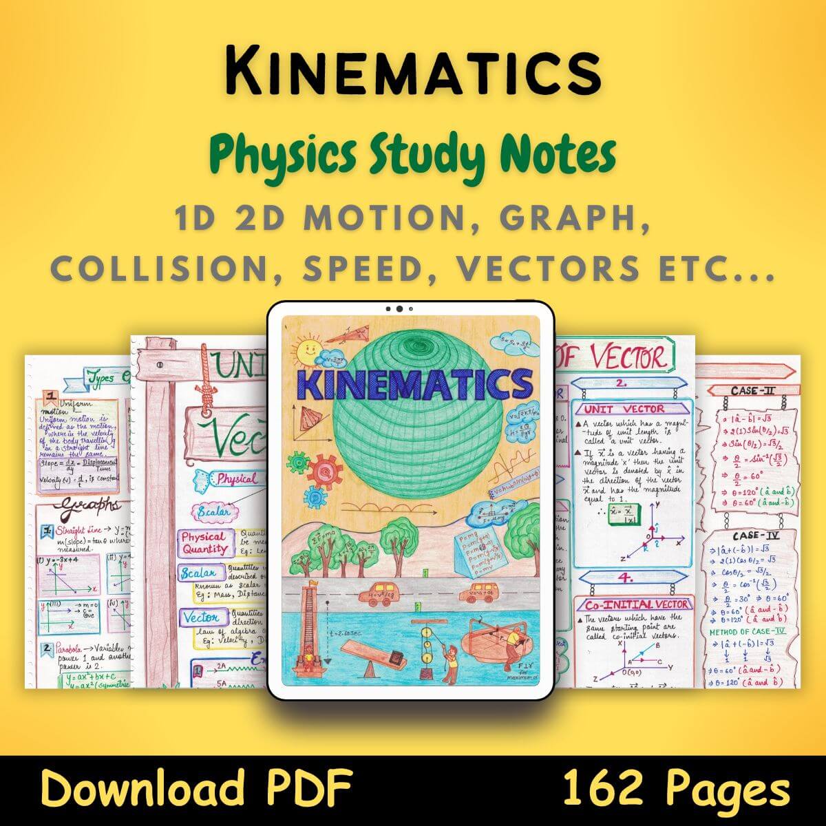 Kinematics Physics Grade 11 Color Handwritten Notes [PDF] NewtonDesk