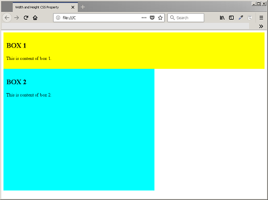 CSS width and height CSS width and height