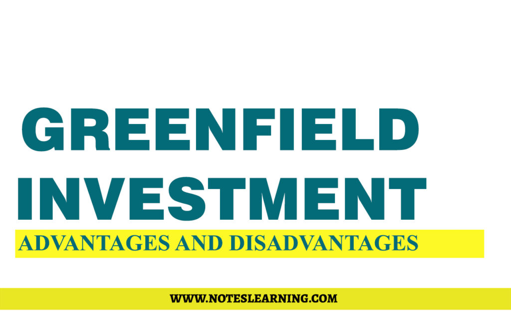 Greenfield Investment Pros and Cons Notes Learning