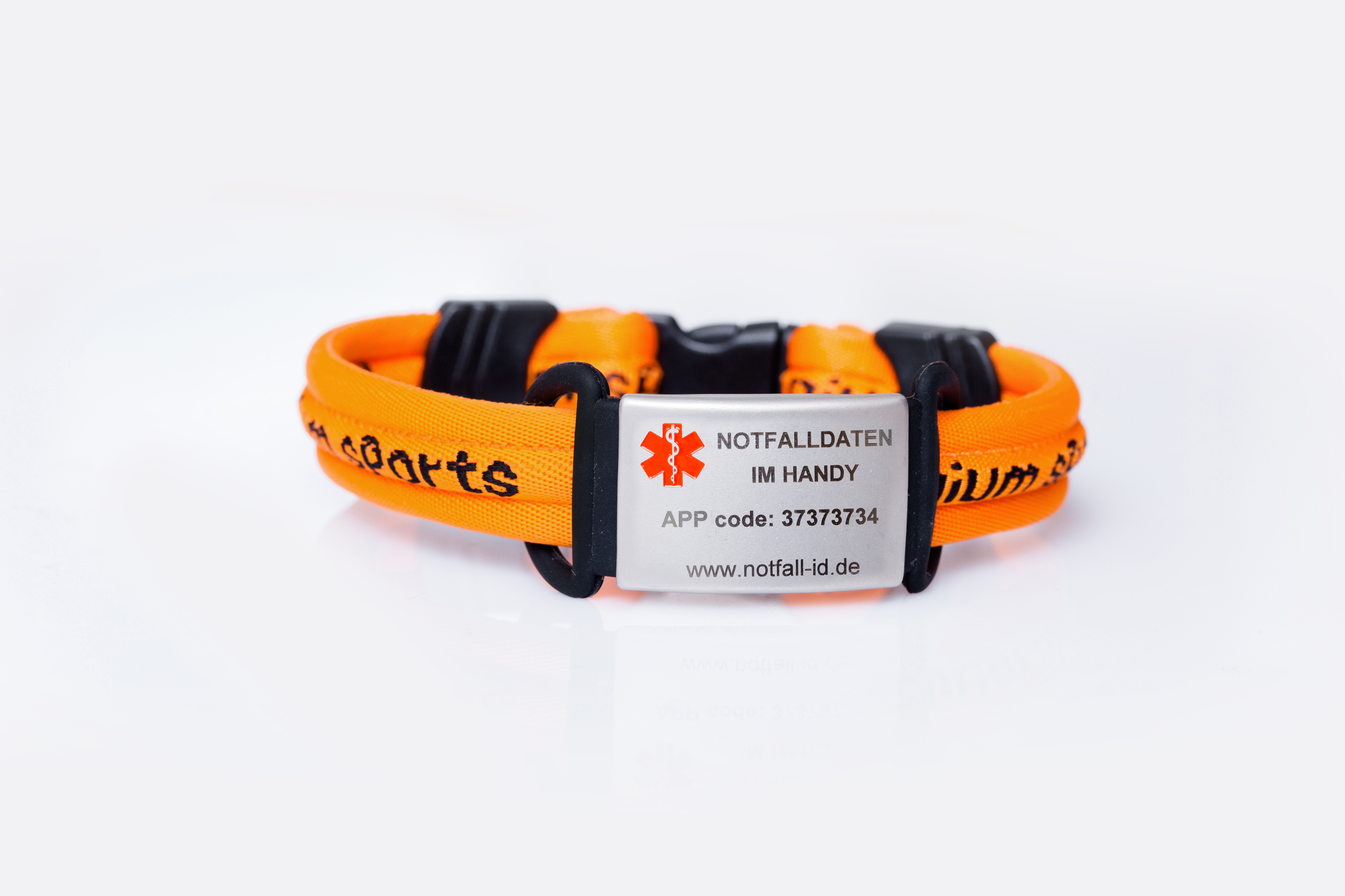 Medical id adult sport bracelet orange NotfallID