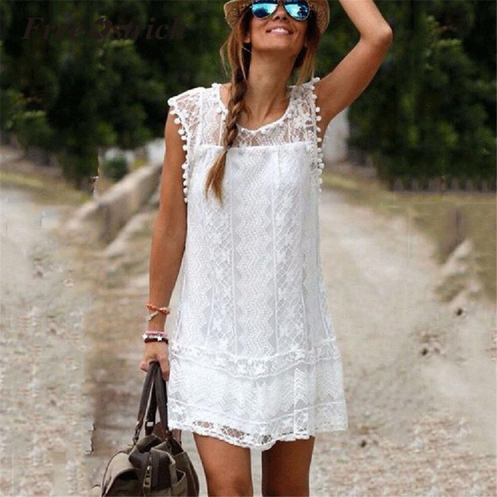 White Lace Short Hippie Dress W/ Tassels Nothing Over Ten