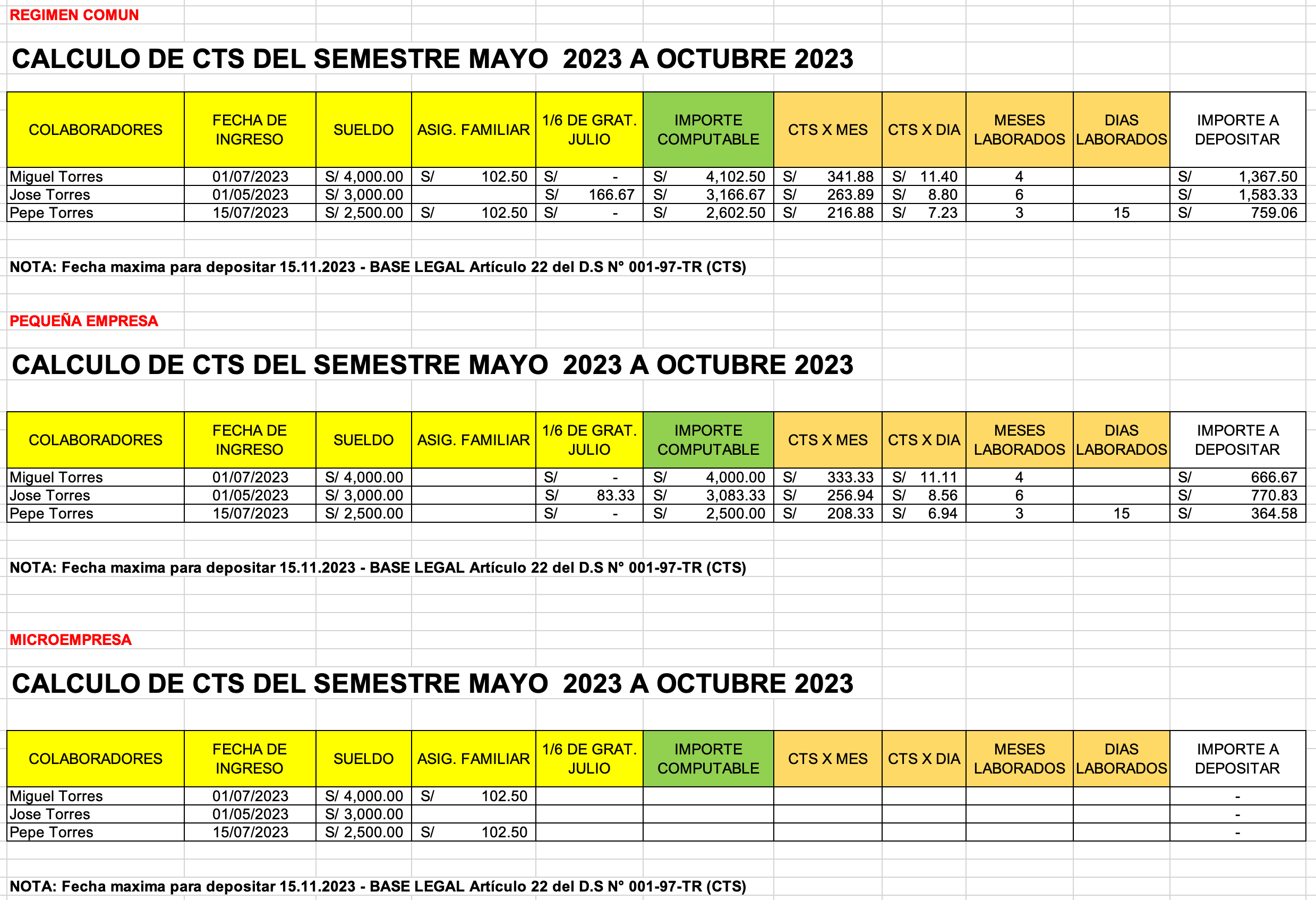Cálculo de CTS Noviembre 2023 en Excel Noticiero Contable