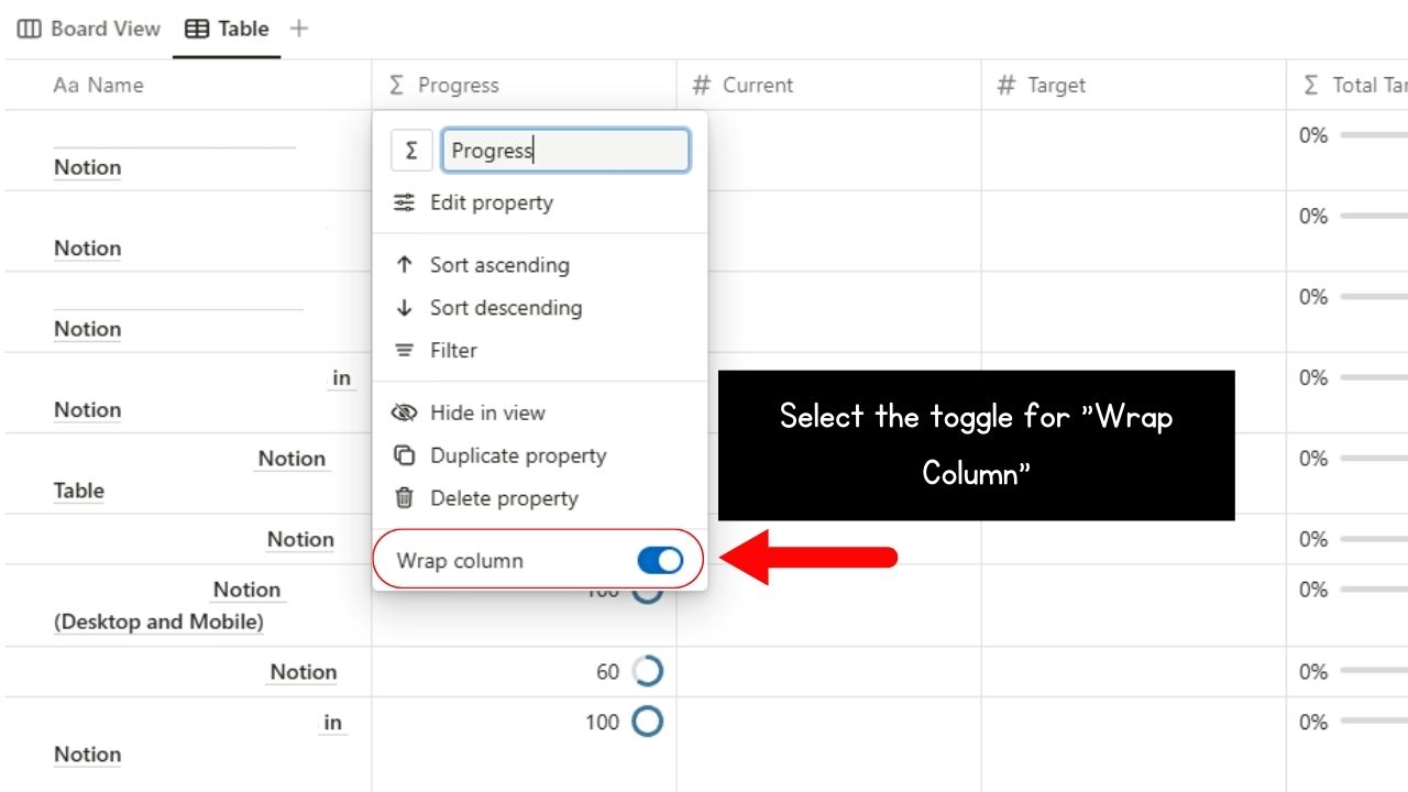 How to Wrap Text in Notion Table 3 Easy Steps