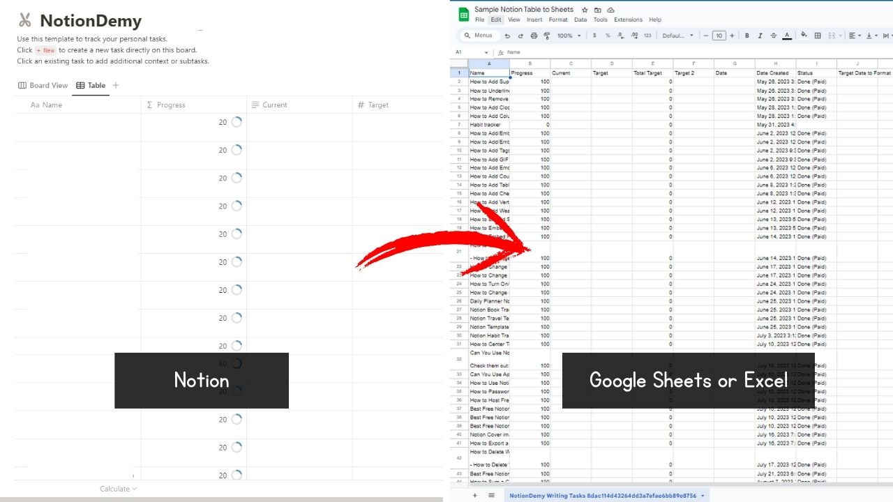 How to Export Notion Table to Excel or Google Sheets (2024)