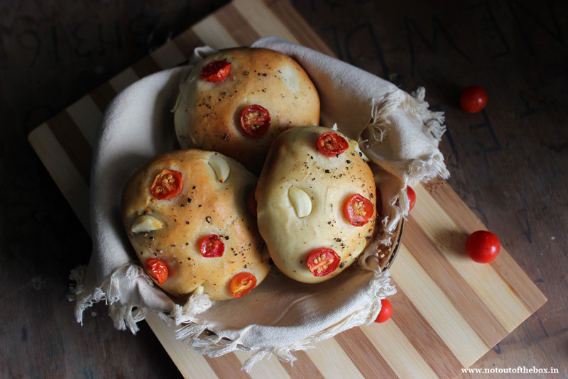 Cherry Tomato and Garlic Focaccia Buns Not Out of the Box
