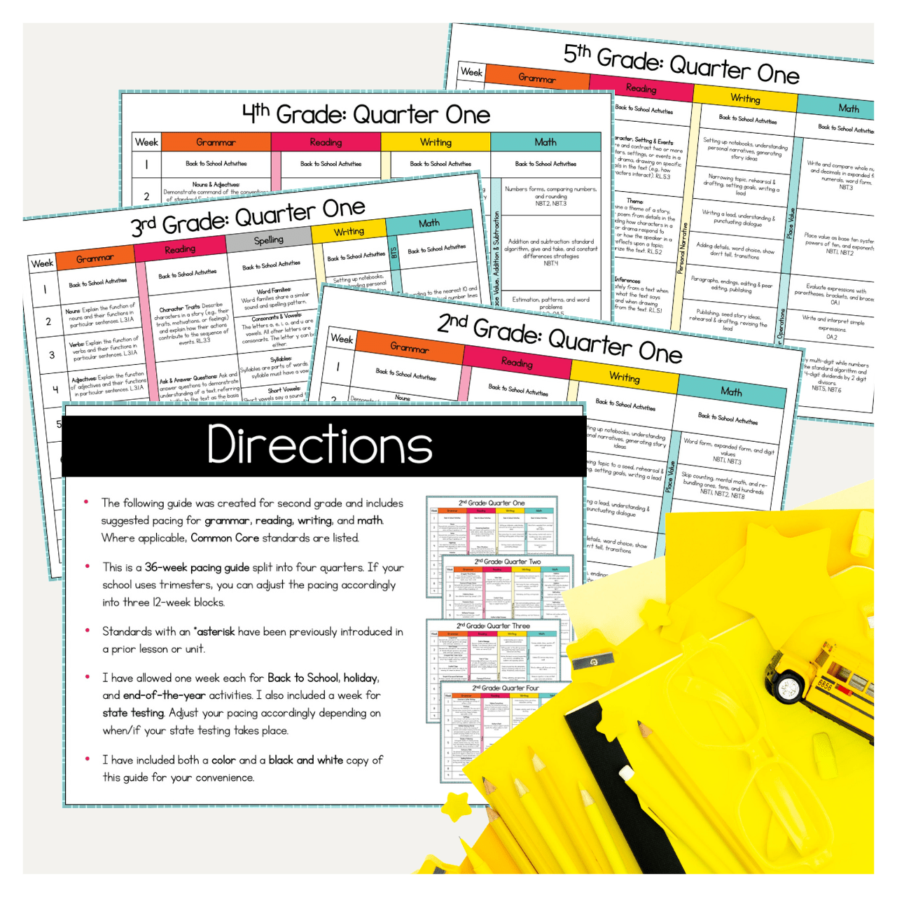 Save Time with FREE Pacing Guides for Grammar, Writing, Reading, and
