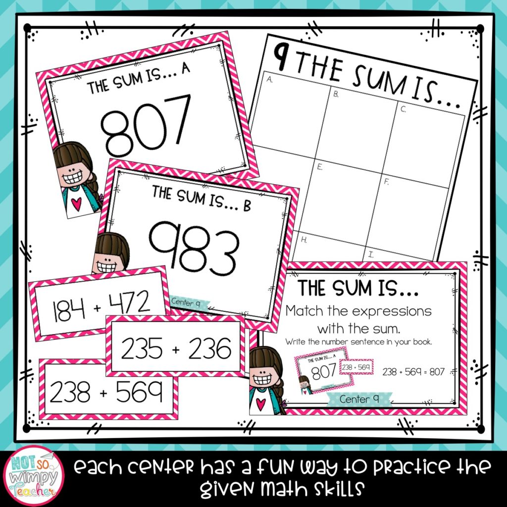 3Digit Addition Second Grade Math Centers Not So Wimpy Teacher
