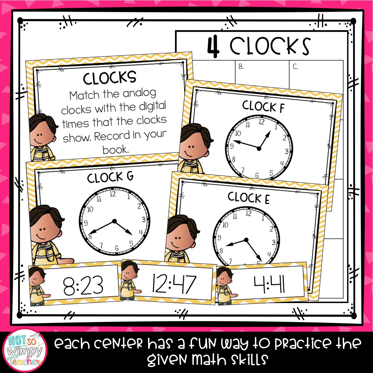 Time and Elapsed Time Third Grade Math Centers - Not So Wimpy Teacher