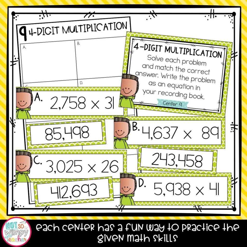 Multiplication Fifth Grade Math Centers - Not So Wimpy Teacher