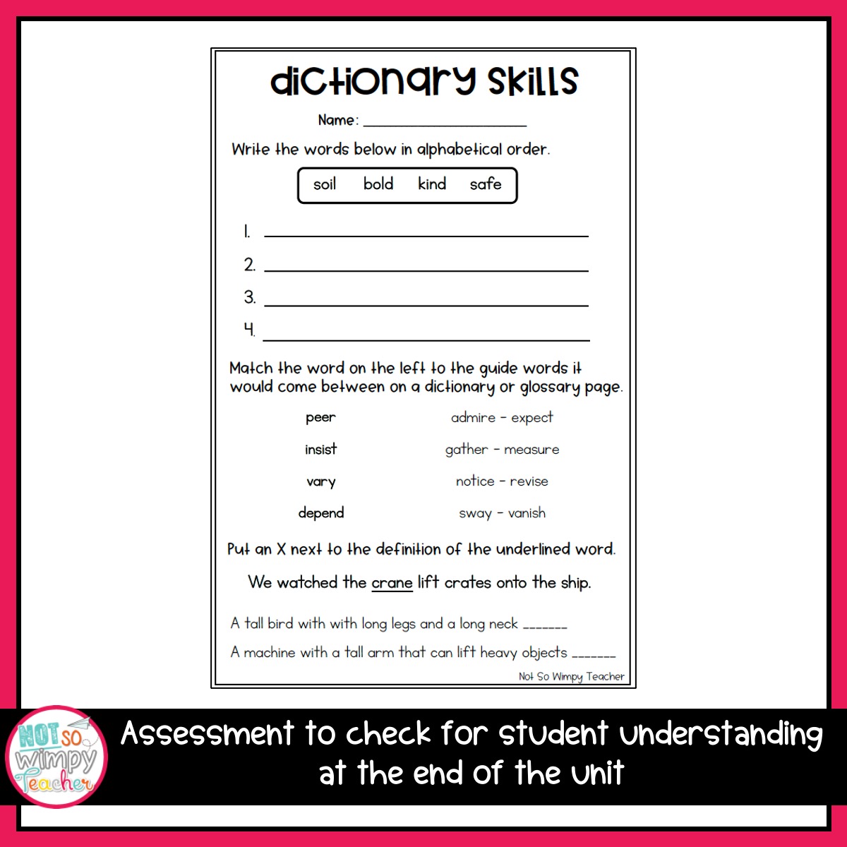 Grammar Second Grade Activities: Dictionary Skills - Not So Wimpy Teacher