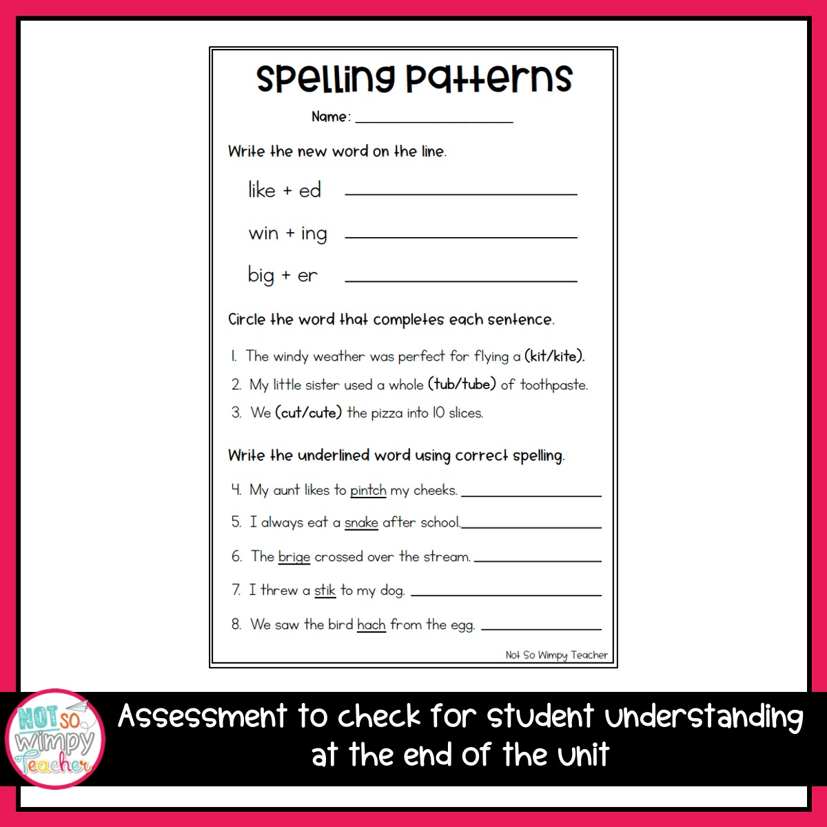 Grammar Second Grade Activities: Spelling Patterns - Not So Wimpy Teacher