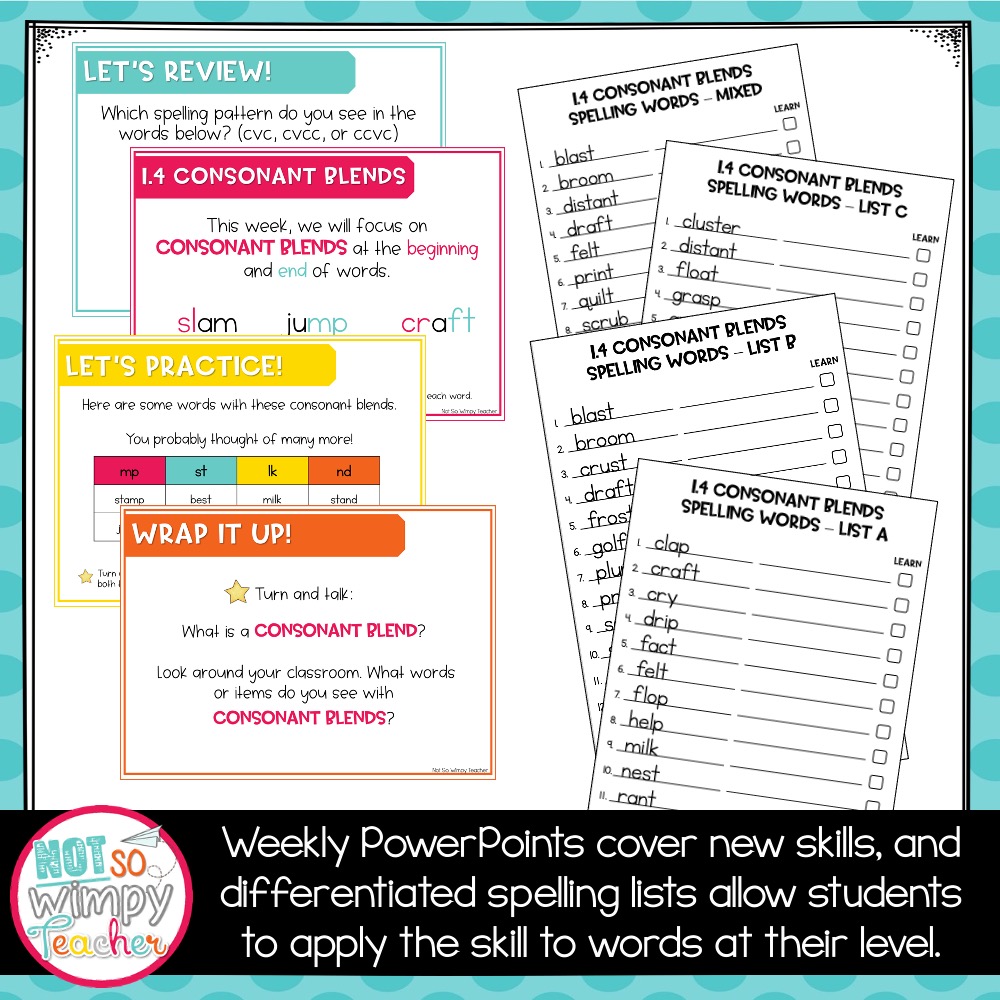 Spelling Curriculum Unit 1 SECOND GRADE Not So Wimpy Teacher