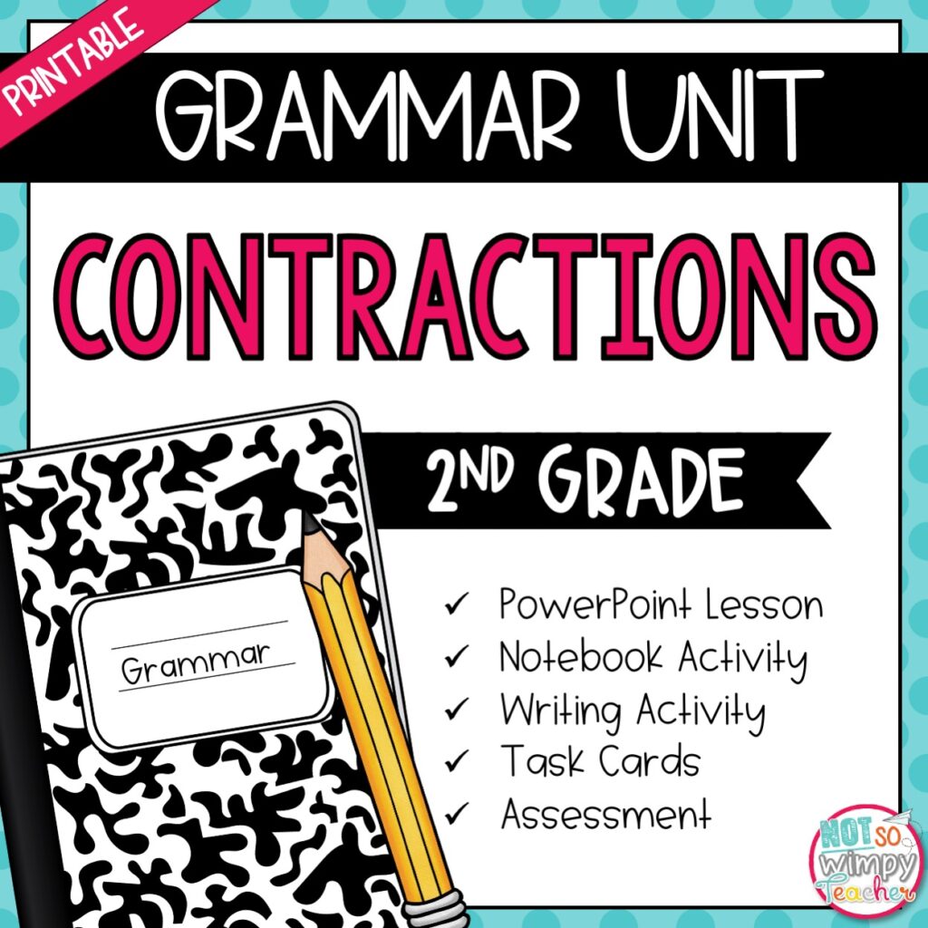 Grammar Second Grade Activities: Contractions - Not So Wimpy Teacher