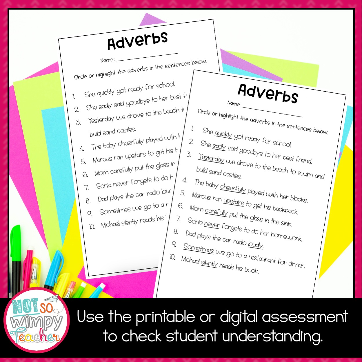 Grammar Third Grade Activities: Adverbs - Not So Wimpy Teacher