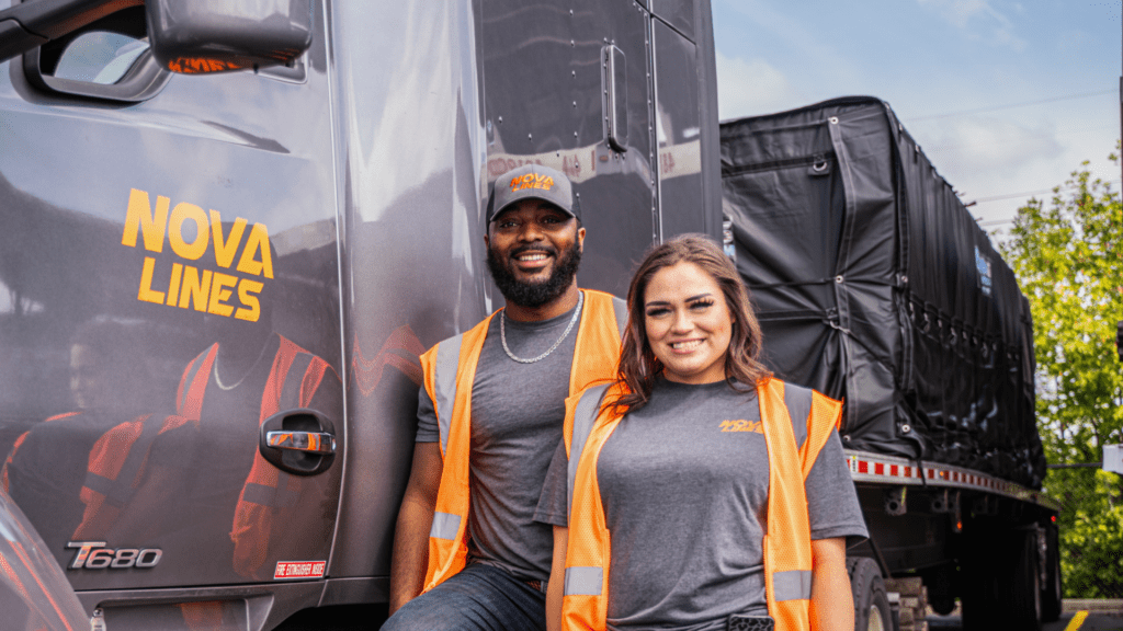 Couple Team Driving On the Road Together Nova Lines