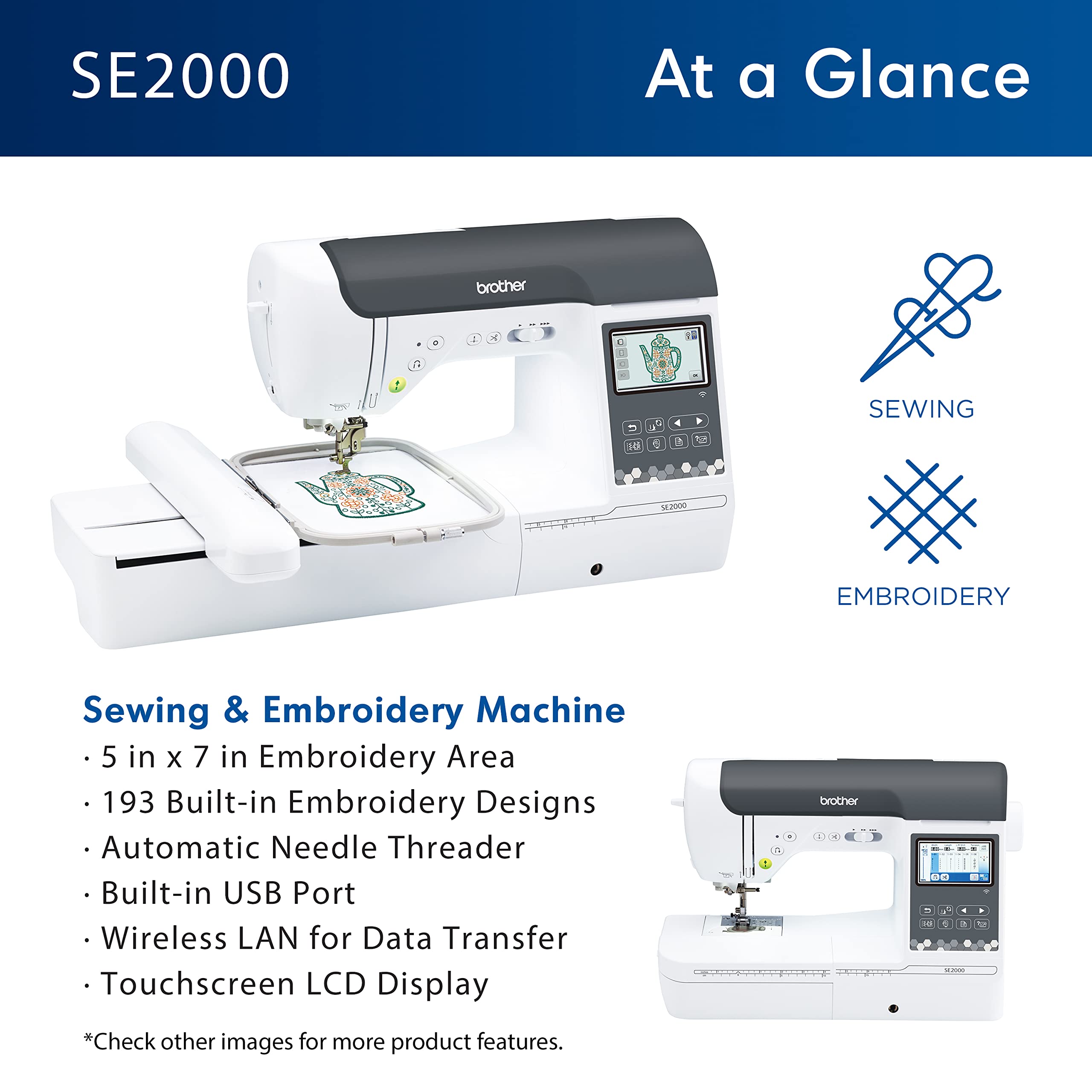 Brother SE2000 sewing and embroidery model 5x7" hoop No Tax Sale