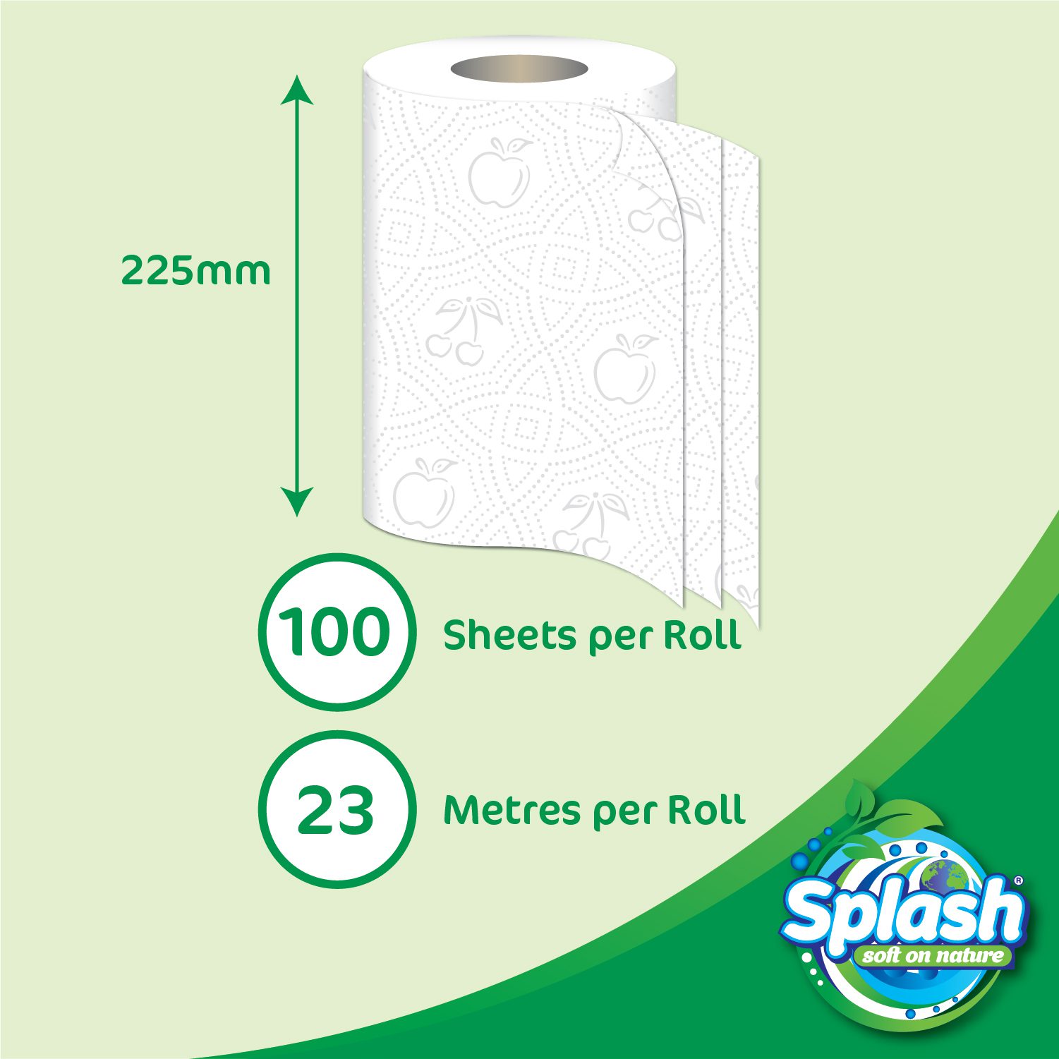 Splash Soft on Nature Jumbo 3ply Kitchen Rolls (12 Rolls) Nova Tissue
